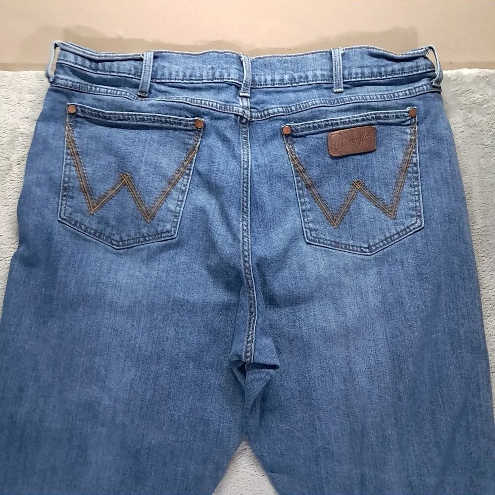 Wrangler Retro Jeans Men 39x35, Tag 38x36 Relaxed Bootcut Blue Denim Stretch